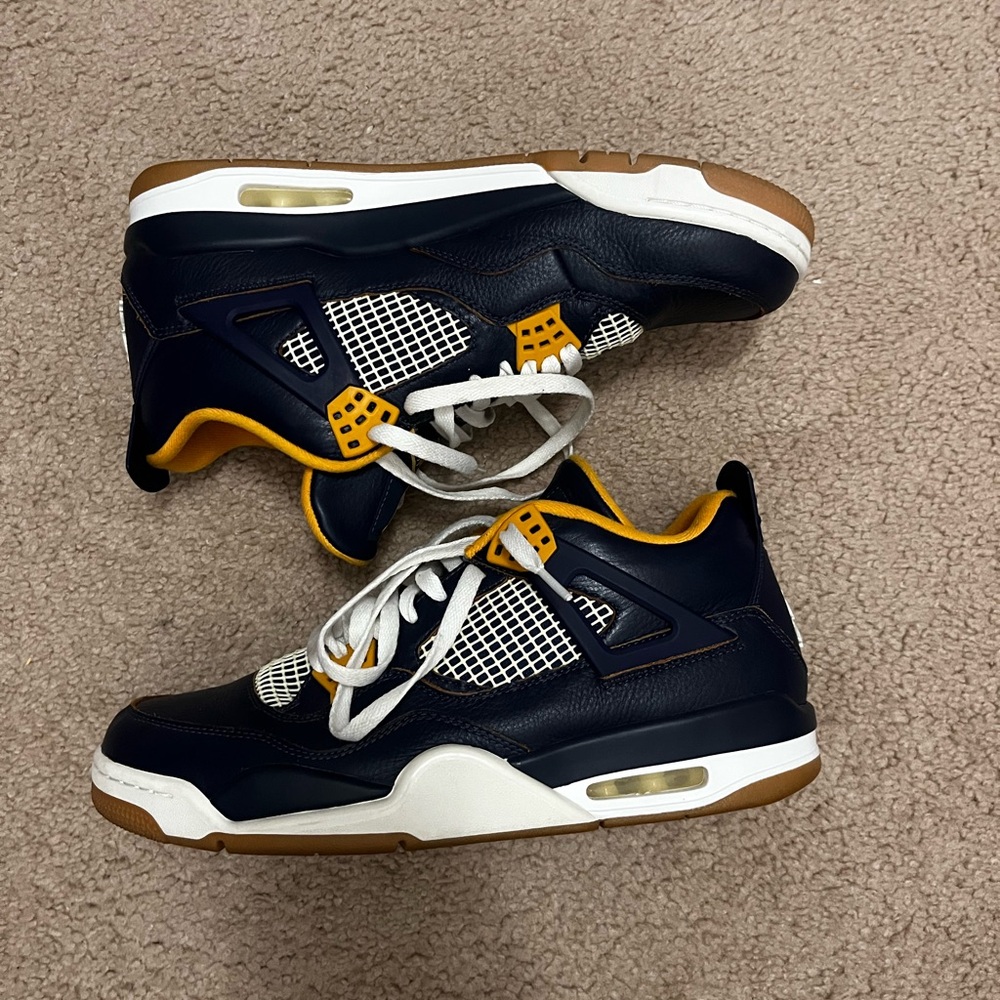 Jordan 4 Athletic Shoes Navy and Yellow